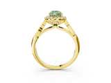 Yellow gold Fancy Green Pear  Halo Diamond Engagement Ring with Filigree Band and Four-Prong Setting_84