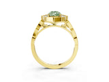 Yellow gold Fancy Green Pear  Halo Diamond Engagement Ring with Milgrain Band and Four-Prong Setting_40