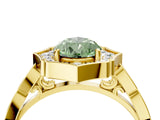 Yellow gold Fancy Green Pear  Halo Diamond Engagement Ring with Milgrain Band and Four-Prong Setting_41