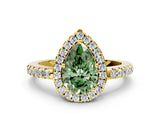 Yellow gold Fancy Green Pear  Halo Diamond Engagement Ring with Pavé Band and Four-Prong Setting_117