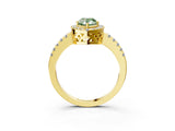 Yellow gold Fancy Green Pear  Halo Diamond Engagement Ring with Pavé Band and Four-Prong Setting_120