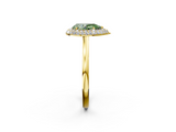 Yellow gold Fancy Green Pear  Halo Diamond Engagement Ring with Solitaire Band and Four-Prong Setting_22