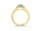 Yellow gold Fancy Green Pear  Halo Diamond Engagement Ring with Solitaire Band and Four-Prong Setting_23