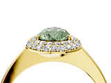 Yellow gold Fancy Green Pear  Halo Diamond Engagement Ring with Solitaire Band and Four-Prong Setting_24