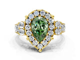Yellow gold Fancy Green Pear  Halo Diamond Engagement Ring with Split Shank and Four-Prong Setting_40