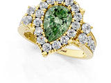 Yellow gold Fancy Green Pear  Halo Diamond Engagement Ring with Split Shank and Four-Prong Setting_41