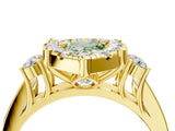 Yellow gold Fancy Green Pear  Halo Diamond Engagement Ring with Split Shank and Four-Prong Setting_44