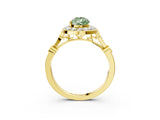 Yellow gold Fancy Green Pear  Halo Diamond Engagement Ring with Twisted Band and Four-Prong Setting 3