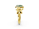 Yellow gold Fancy Green Pear  Halo Diamond Floral Band with Four-Prong Setting_57