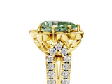 Yellow gold Fancy Green Pear  Halo Diamond Floral Split Shank Engagement Ring 5