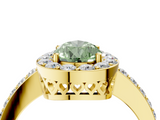 Yellow gold Fancy Green Pear  Halo Diamond Pavé Band Ring with Prong Setting_24