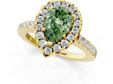 Yellow gold Fancy Green Pear  Halo Diamond Pavé Solitaire Ring_40