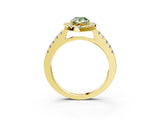 Yellow gold Fancy Green Pear  Halo Diamond Pavé Solitaire Ring_42