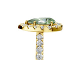 Yellow gold Fancy Green Pear  Halo Diamond Pavé Solitaire Ring_44
