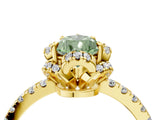 Yellow gold Fancy Green Pear  Halo Diamond Pave Band Ring with Four-Prong Setting_19