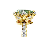 Yellow gold Fancy Green Pear  Halo Diamond Pave Band Ring with Four-Prong Setting_20