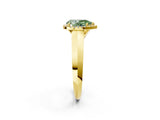 Yellow gold Fancy Green Pear  Halo Diamond Ring with Cathedral Band and Four-Prong Setting_63
