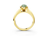 Yellow gold Fancy Green Pear  Halo Diamond Ring with Cathedral Band and Four-Prong Setting_64
