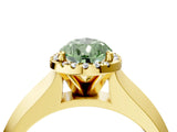 Yellow gold Fancy Green Pear  Halo Diamond Ring with Cathedral Band and Four-Prong Setting_65