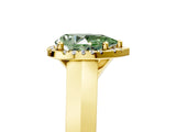 Yellow gold Fancy Green Pear  Halo Diamond Ring with Cathedral Band and Four-Prong Setting_66