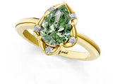 Yellow gold Fancy Green Pear  Halo Diamond Ring with Round Cluster Setting, Solitaire Band, and Four-Prong Setting_50