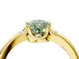 Yellow gold Fancy Green Pear  Halo Diamond Ring with Round Cluster Setting, Solitaire Band, and Four-Prong Setting_53
