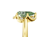 Yellow gold Fancy Green Pear  Halo Diamond Ring with Round Cluster Setting, Solitaire Band, and Four-Prong Setting_54