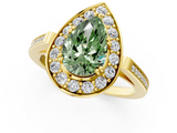 Yellow gold Fancy Green Pear  Halo Diamond Ring with Split Shank and Four-Prong Setting_46