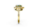 Yellow gold Fancy Green Pear  Halo Diamond Ring with Split Shank and Four-Prong Setting_47