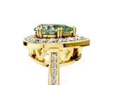 Yellow gold Fancy Green Pear  Halo Diamond Ring with Split Shank and Four-Prong Setting_50