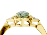 Yellow gold Fancy Green Pear  Halo Diamond Ring with Tapered Band and Four-Prong Setting_11