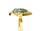 Yellow gold Fancy Green Pear  Halo Diamond Solitaire with Pavé Band and Four-Prong Setting_77