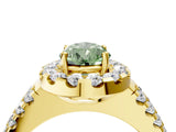 Yellow gold Fancy Green Pear  Halo Diamond Split Shank Engagement Ring with Prong Setting_61
