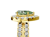 Yellow gold Fancy Green Pear  Halo Diamond Split Shank Engagement Ring with Prong Setting_62