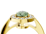 Yellow gold Fancy Green Pear  Halo Pavé Diamond Engagement Ring with Bezel Setting_41