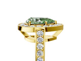Yellow gold Fancy Green Pear  Halo Pavé Diamond Engagement Ring with Bezel Setting_42