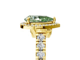Yellow gold Fancy Green Pear  Halo Pavé Diamond Engagement Ring with Four-Prong Setting_134