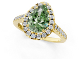 Yellow gold Fancy Green Pear  Halo Pavé Diamond Engagement Ring with Four-Prong Setting_4