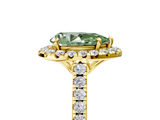 Yellow gold Fancy Green Pear  Halo Pavé Diamond Engagement Ring with Four-Prong Setting_8