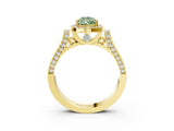 Yellow gold Fancy Green Pear  Halo Pave Split Shank Prong Setting Ring_30