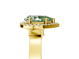 Yellow gold Fancy Green Pear  Halo Pave Split Shank Prong Setting Ring_32