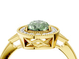 Yellow gold Fancy Green Pear  Halo Round Diamond Milgrain Pave Engagement Ring_7