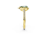 Yellow gold Fancy Green Pear  Halo Round Diamond Pave Band with Four-Prong Setting_40