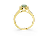 Yellow gold Fancy Green Pear  Halo Round Diamond Pave Band with Four-Prong Setting_41