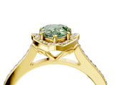 Yellow gold Fancy Green Pear  Halo Round Diamond Pave Band with Four-Prong Setting_42