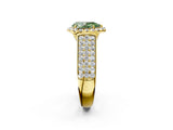Yellow gold Fancy Green Pear  Halo Round Diamond Pave Band with Prong Setting 2