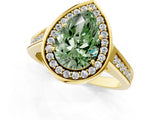 Yellow gold Fancy Green Pear  Halo Solitaire Diamond Ring with Pave Band and Bezel Setting_49