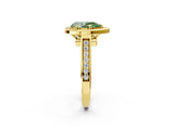 Yellow gold Fancy Green Pear  Halo Solitaire Diamond Ring with Pave Band and Bezel Setting_50