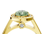 Yellow gold Fancy Green Pear  Halo Solitaire Diamond Ring with Pave Band and Bezel Setting_52