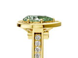 Yellow gold Fancy Green Pear  Halo Solitaire Diamond Ring with Pave Band and Bezel Setting_53